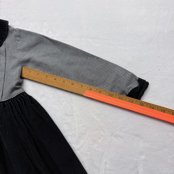 Vintage‎ Kellys Kids Dress Houndstooth Corduroy Peter Pan Collar Girls - Picture 7 of 9